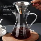Borosilicate Glass Coffee Server Pot with Filter for Pour Over Coffee Maker 500ML