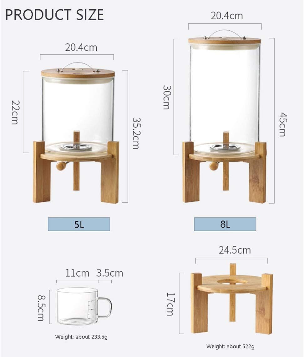 Borosilicate Glass Rice Dispenser with Wooden Stand – 5L
