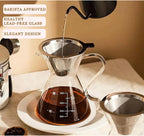 Borosilicate Glass Coffee Server Pot with Filter for Pour Over Coffee Maker 500ML