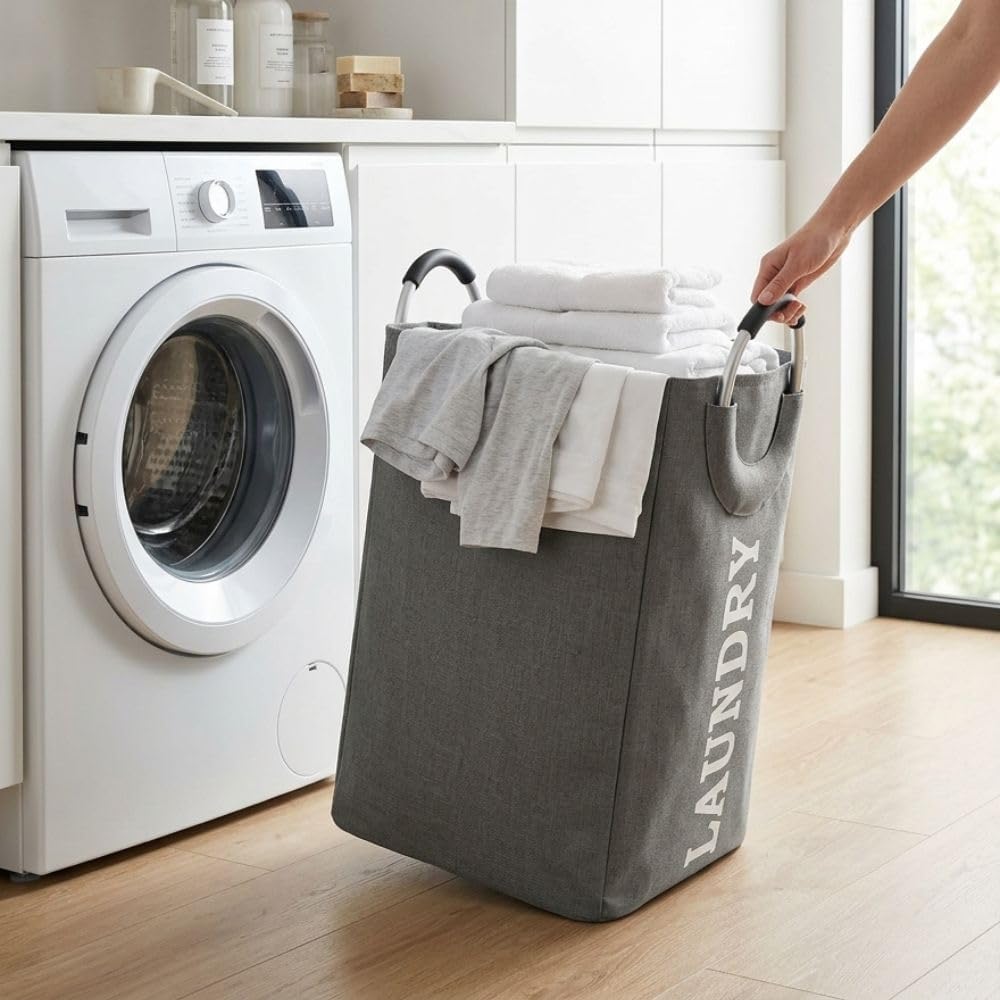 Foldable Waterproof Laundry Basket – 55L Beige