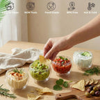 1CHASE 100ML Double Wall Stripe Borosilicate Glass Dip Bowls, Set of 4