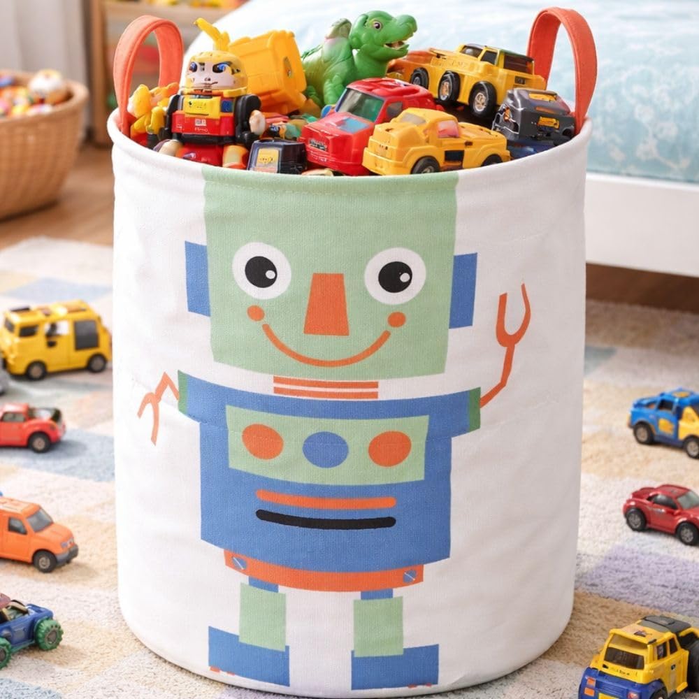 Robot Themed Robo Buddy Kids Laundry Basket 45L (40x35cm)