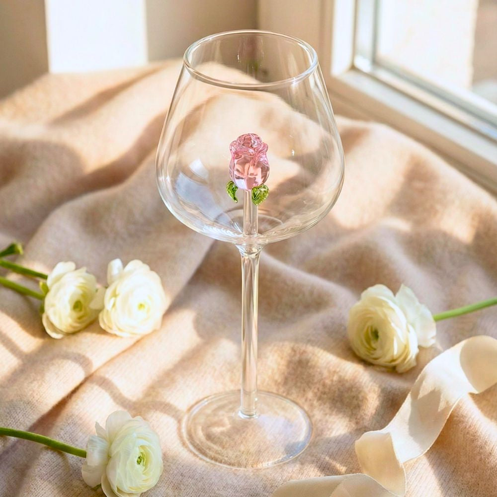 Pink Rose Borosilicate Champagne Glass – 650ML