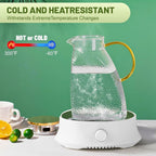 Borosilicate Glass Water Pitcher 1.8L with Gold Handle & Stainless Steel Lid – Hammered Pattern