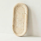 Natural Travertine Oval Stone Vanity Tray – Beige