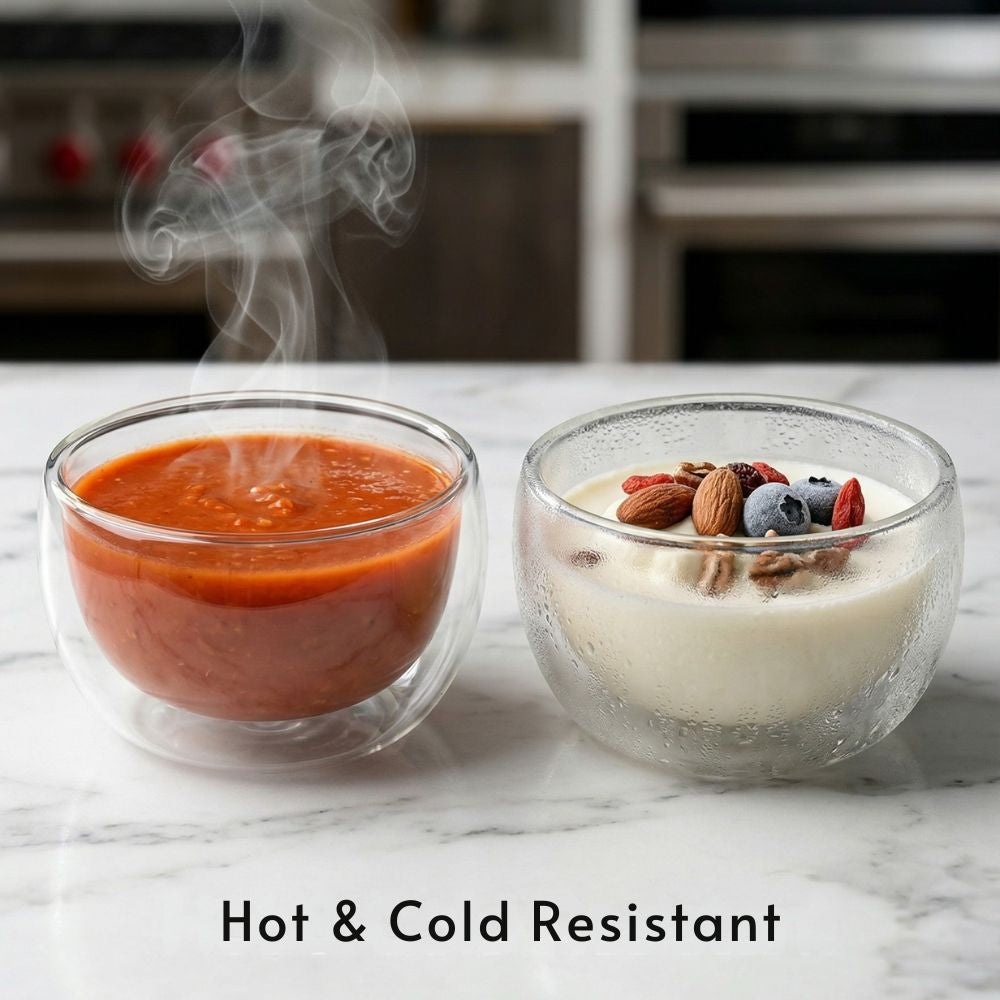 Double Wall Borosilicate Serving Bowls 300ML – Set of 2