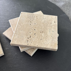 Natural Travertine Marble Coasters 10x10cm – Set of 4