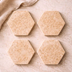 Travertine Hexagon Stone Coasters – Set of 4