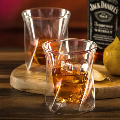 Double Wall Insulated Hexagon Shape Whiskey Glass 350 ML (Set of 2)