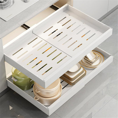 1CHASE Pull out Cabinet Organizer, Expandable Heavy Duty Slide out Drawers Fixed with Adhesive Nano Film for Pots, Roll out Shelf Storage for Kitchen Base Cabinet Organization