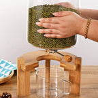 Borosilicate Glass Rice Dispenser with Wooden Stand – 8L