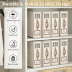 Bed Sheet Organizers 4-Pack Foldable Linen Closet Organizer with Clear Window – Beige