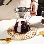Borosilicate Glass Coffee Server Pot with Filter for Pour Over Coffee Maker 500ML