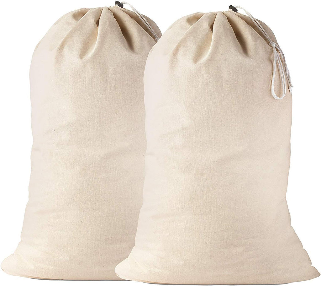 1CHASE Laundry Bags Canvas, The Extra Heavy Duty Washable Laundry Bag with Drawstring, 24X34" Extra Large Cotton Bags Clothes Travel Laundry Bag, Hamper Liner Travel Storage Sack, 60X85CM Pack of 2