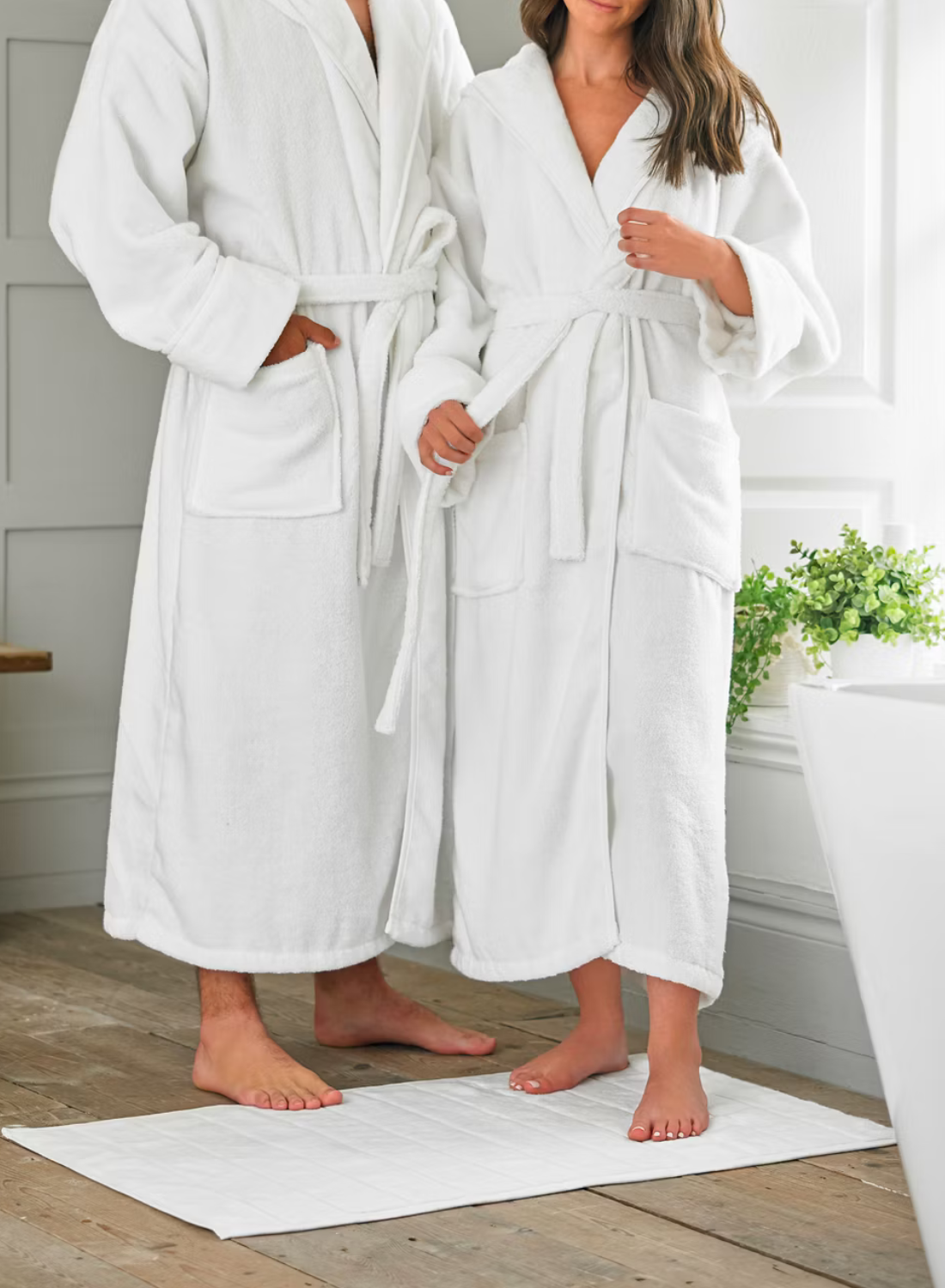 Hooded Cotton Bathrobe – Hotel & Spa Quality, White, Unisex