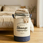 Round Foldable Laundry Basket with Leather Base – 60L