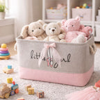 Kids Ballet Bow Canvas Storage Basket – 50L Rectangular