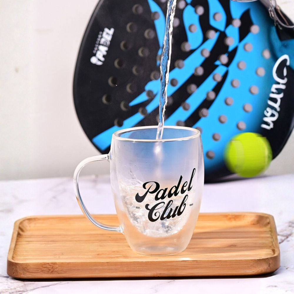 Double Wall Padel Club Printed Glass – 350ML (Set of 2) Borosilicate Heat Resistant Tumblers