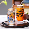 Gamer Sipper Glass Set 550ML – Bamboo Lid & Straw, Set of 2