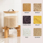 Borosilicate Glass Rice Dispenser with Wooden Stand – 5L