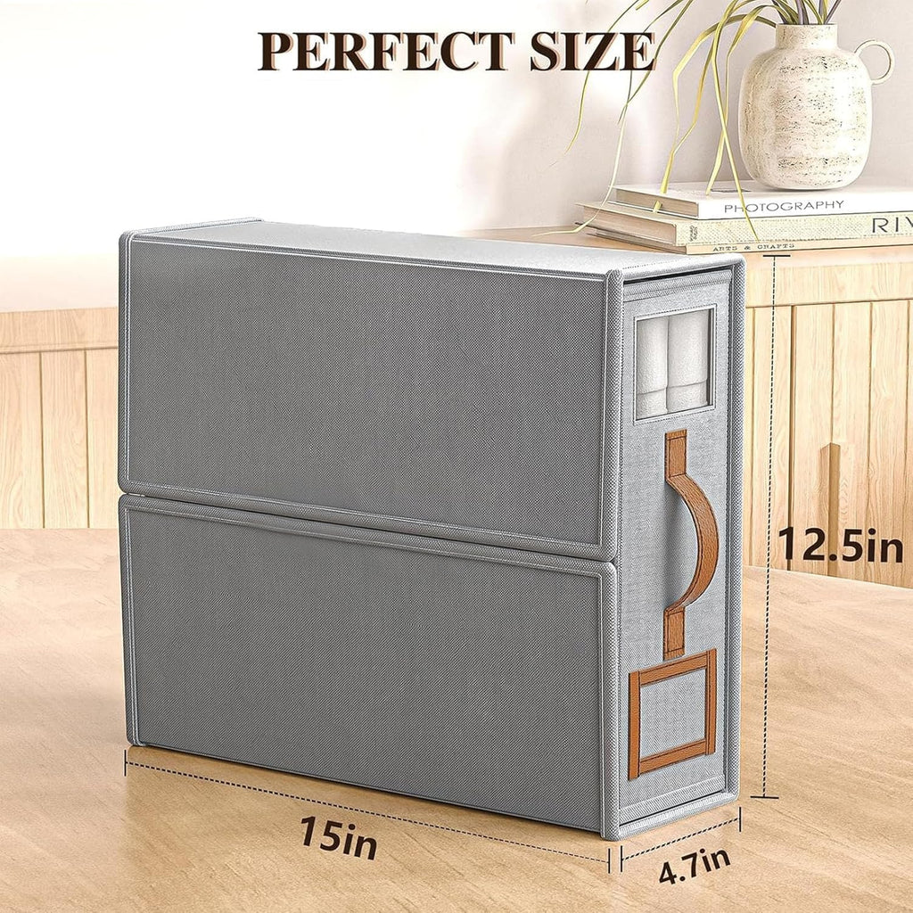 Bed Sheet Organizers 4-Pack Foldable Linen Closet Organizer with Clear Window – Grey