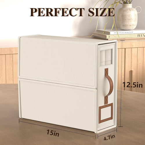 Bed Sheet Organizers 4-Pack Foldable Linen Closet Organizer with Clear Window – Beige