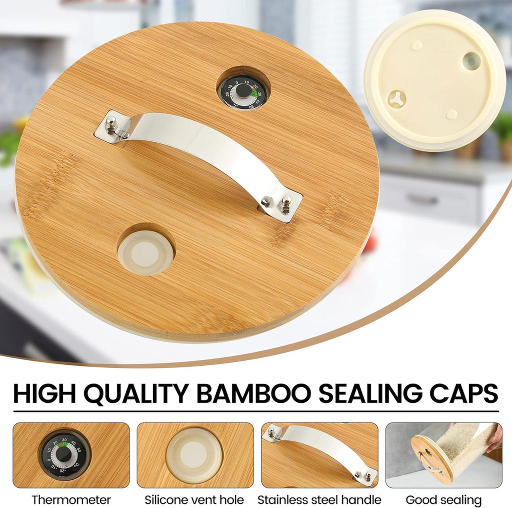 Borosilicate Glass Rice Dispenser with Wooden Stand – 8L