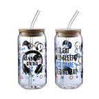 Gamer Sipper Glass Set 550ML – Bamboo Lid & Straw, Set of 2