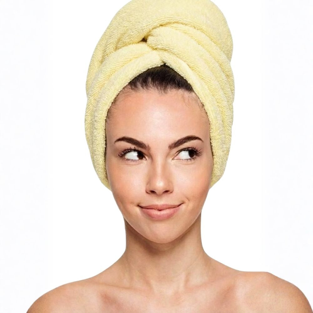 Premium Cotton Hair Towel Wrap – Super Absorbent Terry Turban Towel for Quick Hair Drying & Reduced Frizz