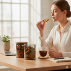 Borosilicate Glass Storage Jar Smoky Grey 600ML - (Set of 2) | Airtight Food Container with Acacia Wooden Lid | Durable & Stylish Kitchen Storage