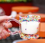 Borosilicate Double Wall Glass Tea, Coffee Cup With Heart & Liquid Sand Decoration 200 ML