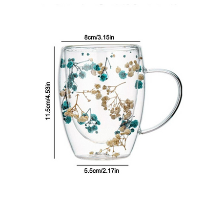 Borosilicate Double Wall Flower Coffee Cup 350 ML