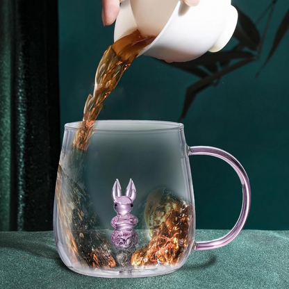 Borosilicate Three-Dimensional Coffee Cup with Handle 300 ML (Rabbit)