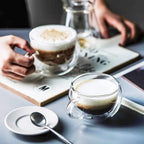 Double Wall Insulated Glass Cup with Handle 150 ML ( Set of 2 )