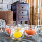 Double Wall Insulated Glass Cup with Handle 150 ML ( Set of 2 )