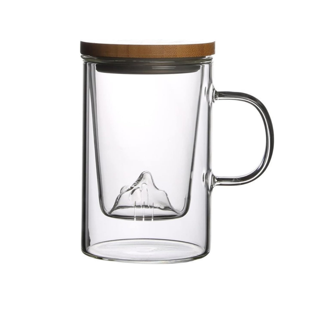 Borosilicate Glass Tea Cup with Mountain Shape Glass Infuser 500 ML