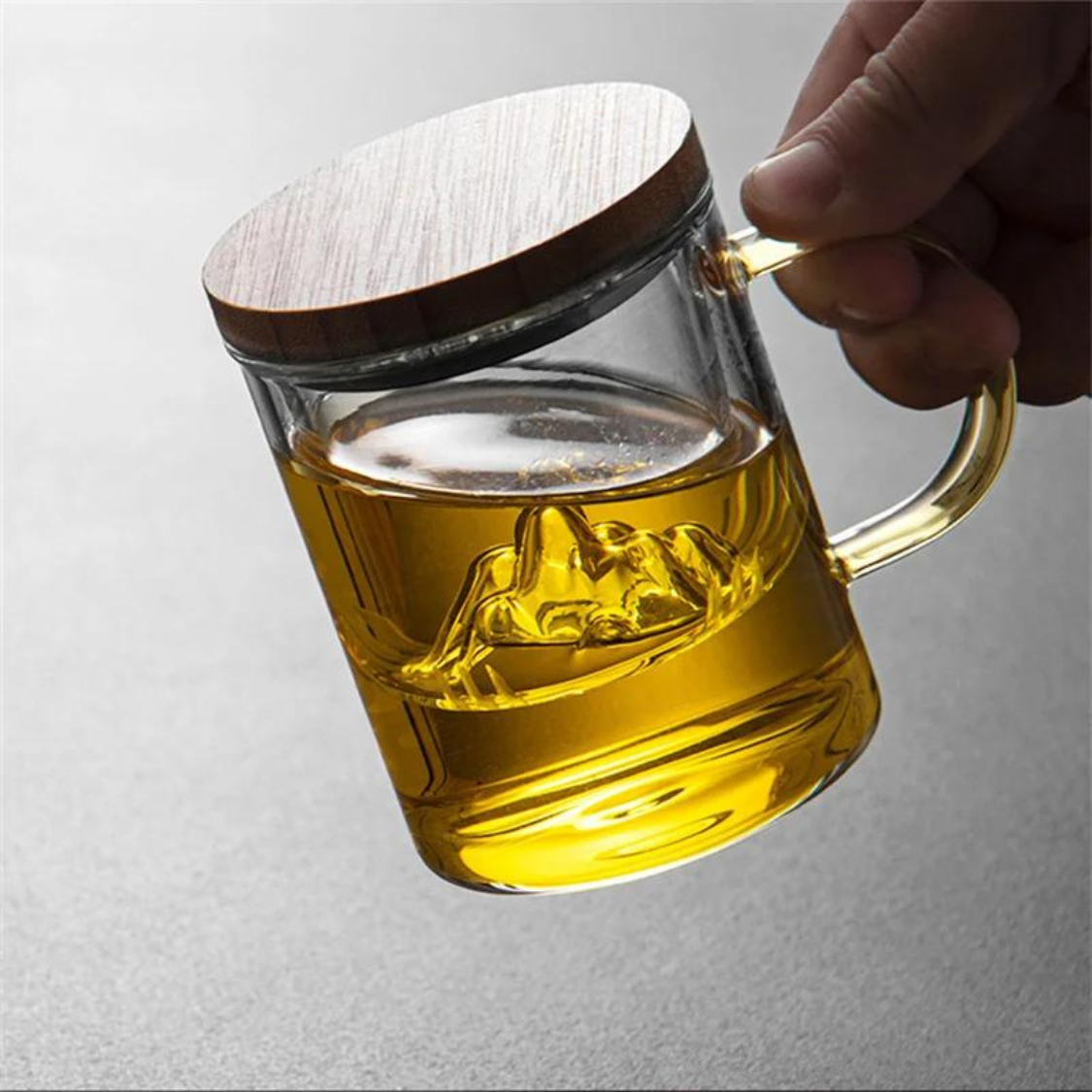 Borosilicate Glass Tea Cup with Mountain Shape Glass Infuser 500 ML