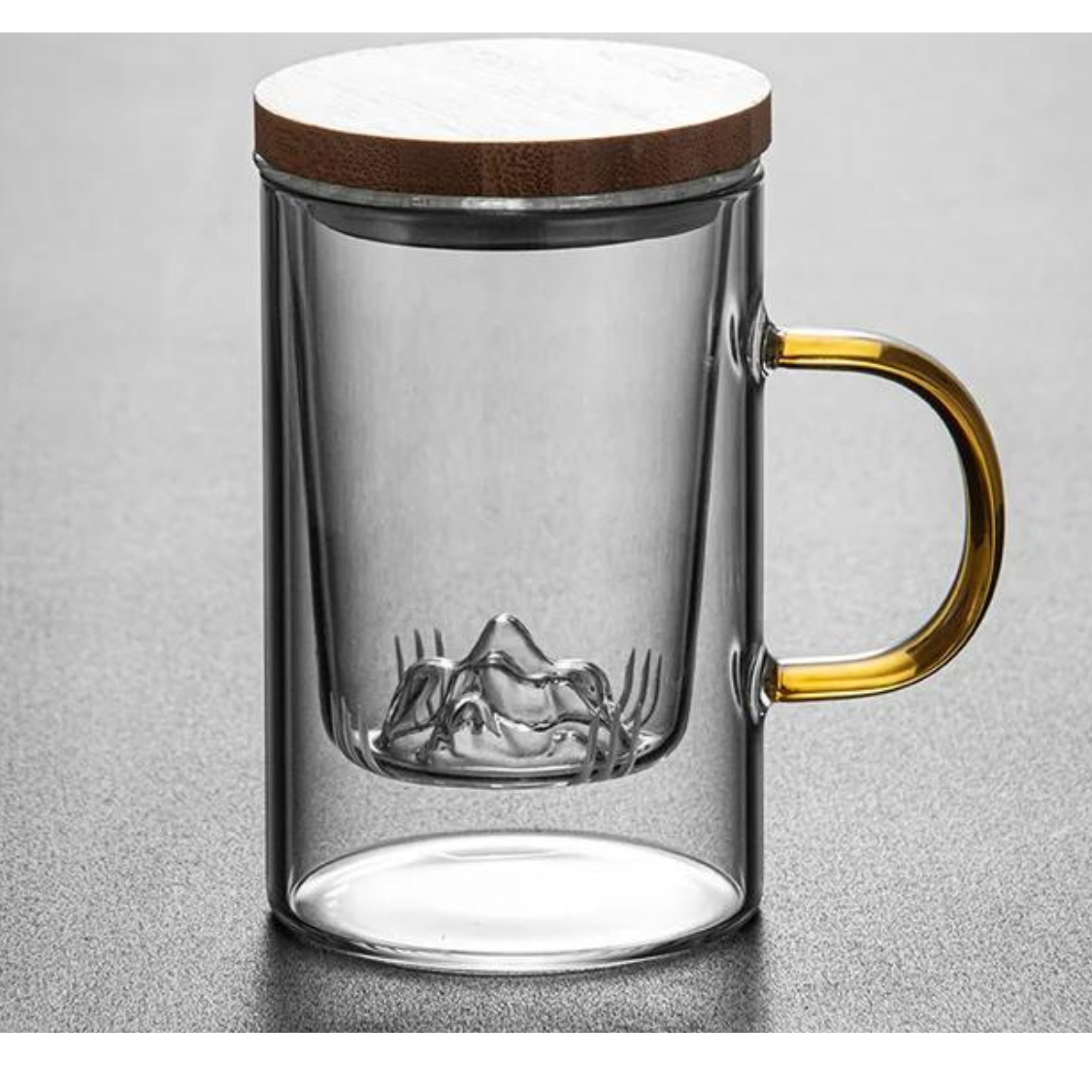 Borosilicate Glass Tea Cup with Mountain Shape Glass Infuser 500 ML