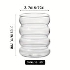 Ripple Shaped Drinking Glasses with Straws 330 ML (Set of 4) Ribbed Glassware