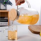 Borosilicate Glass Water Pitcher With Lid And Stainless Steel Strainer 1800 ML