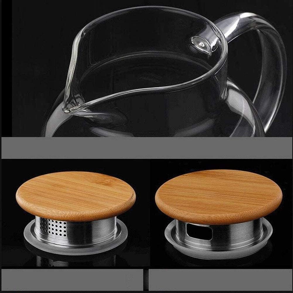 Borosilicate Glass Water Pitcher With Lid And Stainless Steel Strainer 1800 ML