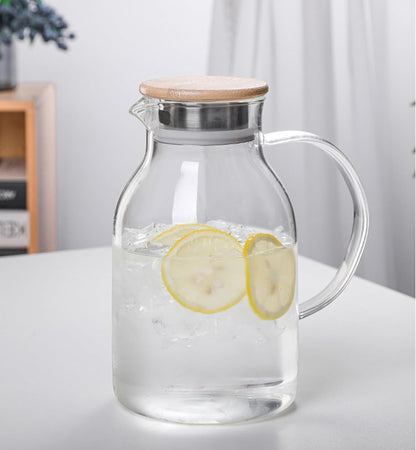 Borosilicate Glass Water Pitcher With Lid And Stainless Steel Strainer 1800 ML