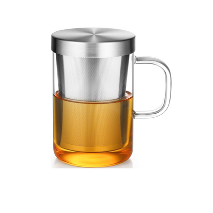 Borosilicate Glass Tea Cup with Stainless Steel Infuser 500 ML