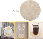 Travertine Stone Coasters for Drinks, Coffee, Beverage Holder