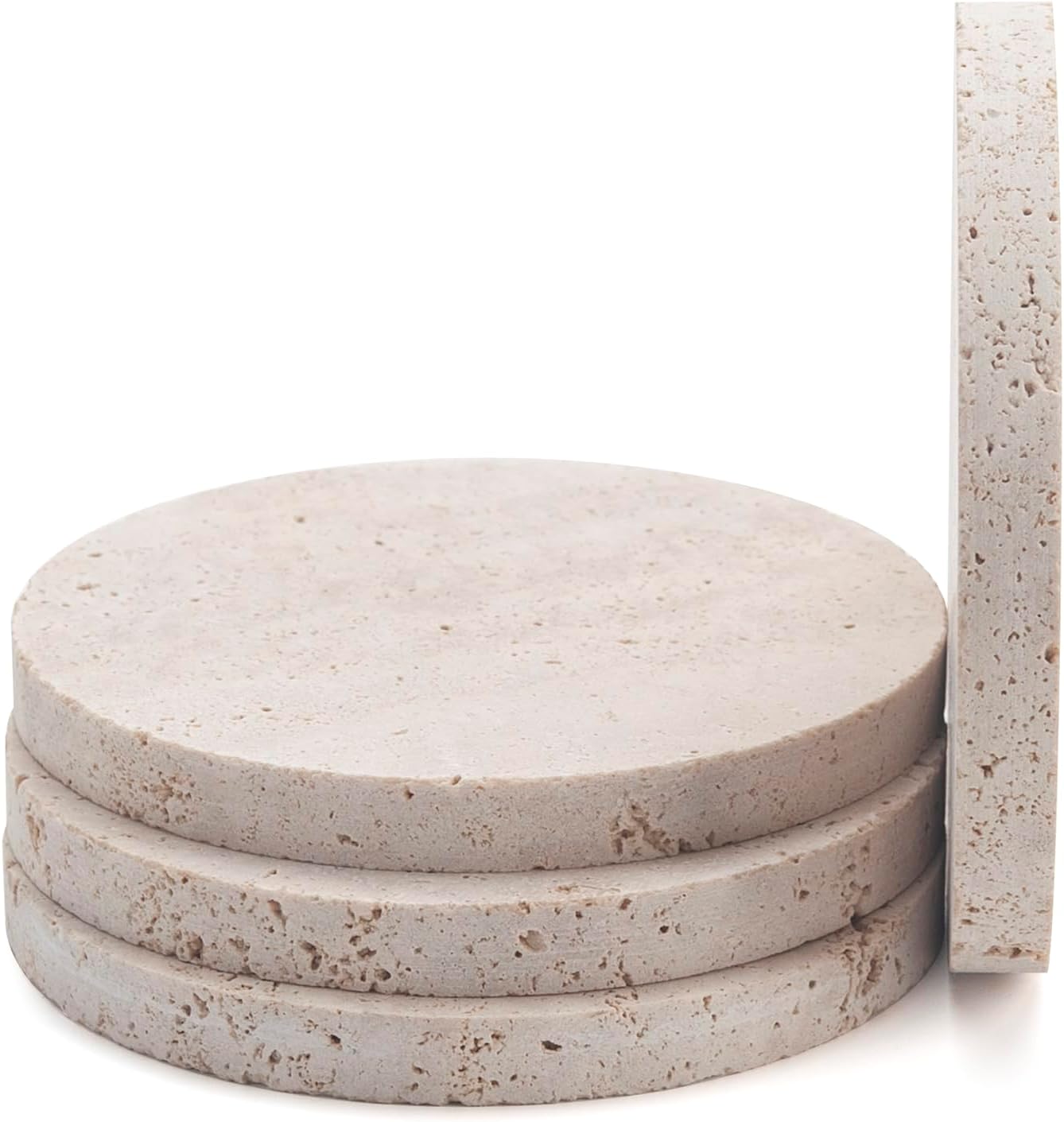 Travertine Stone Coasters for Drinks, Coffee, Beverage Holder
