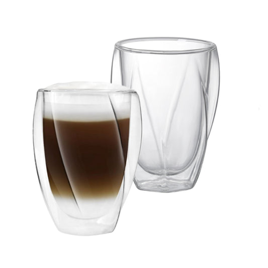 Double Wall Insulated Twist Glass Cups 350 ML (Set of 2)
