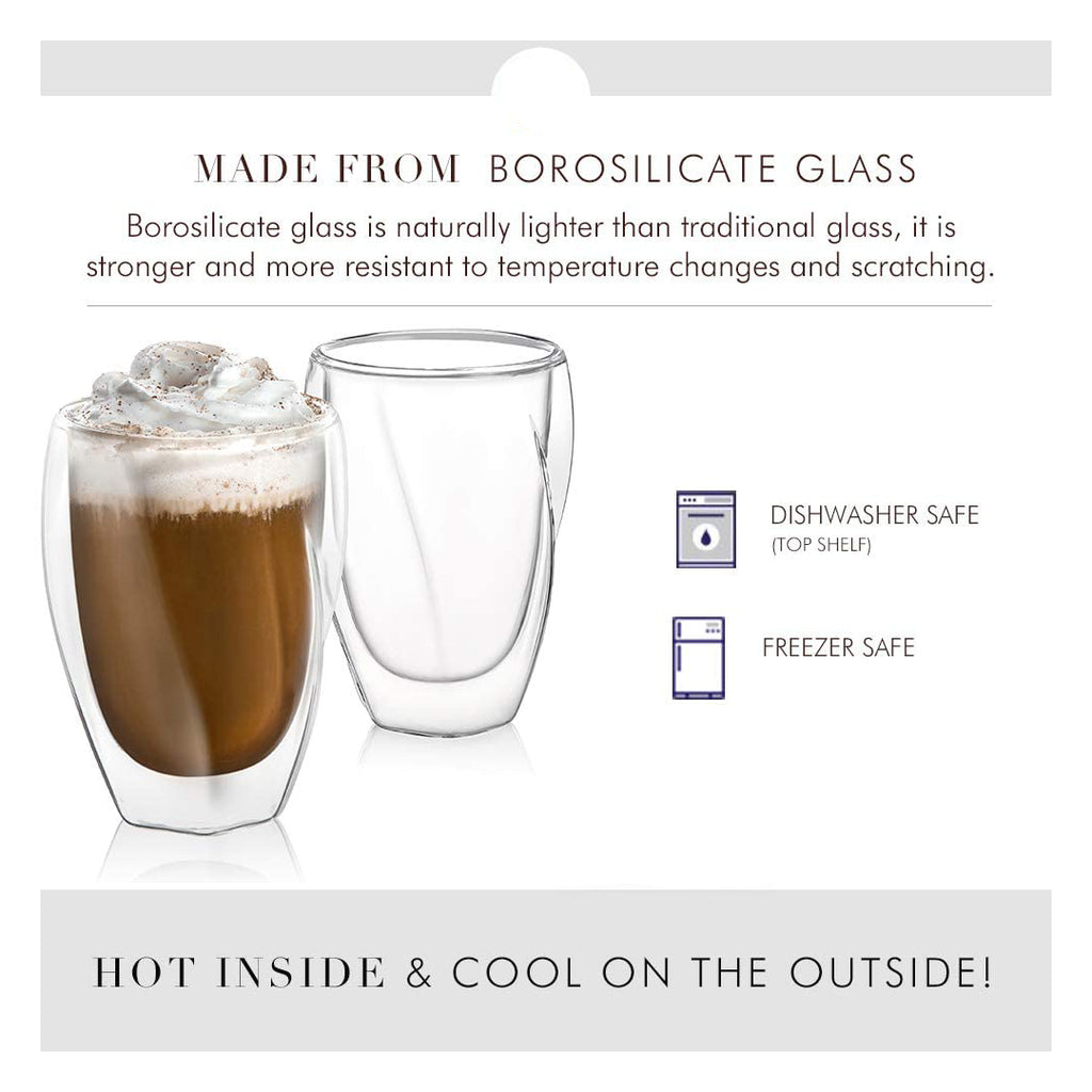 Double Wall Insulated Twist Glass Cups 350 ML (Set of 2)