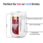 Double Wall Insulated Diamond Shape Coffee Tea Cups 350 ML (Set of 2)