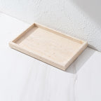 Natural Travertine Marble Tray Beige, For Jewels Perfume Makeup Tray, Coffee Table Tray