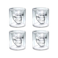Skull Wine Glass, Double Layers Transparent Crystal Head Glass Tea Cup 4 PCS Set